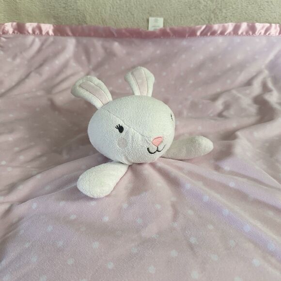 Cloud Island Pink Bunny Rabbit Lovey Security Blanket Satin Trim Large 29” Baby - Picture 4 of 9